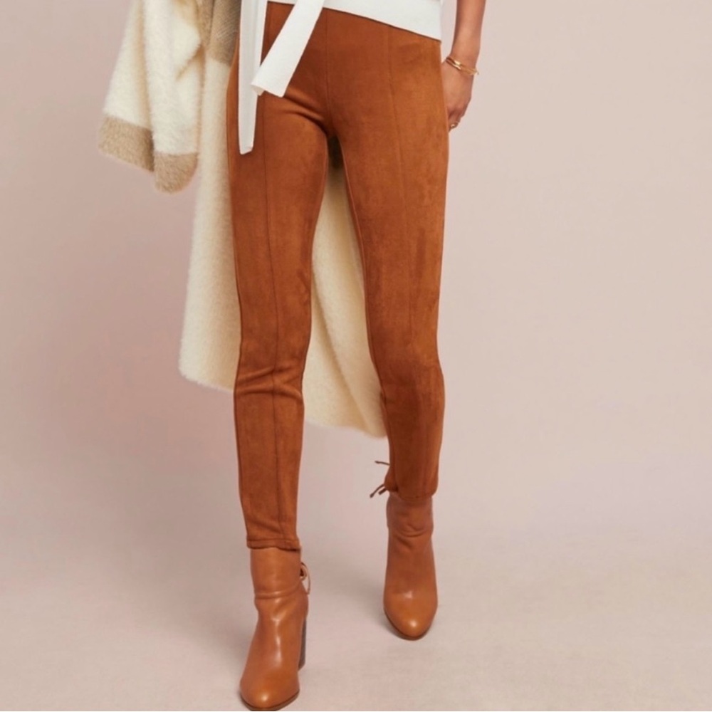 Anthropologie Faux Suede Leggings – Brown | Size 27 | Pre-Owned / Excellent